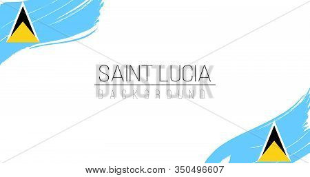 Saint Lucia Flag Brush Style Background With Stripes. Stock Vector Illustration Isolated On White Ba