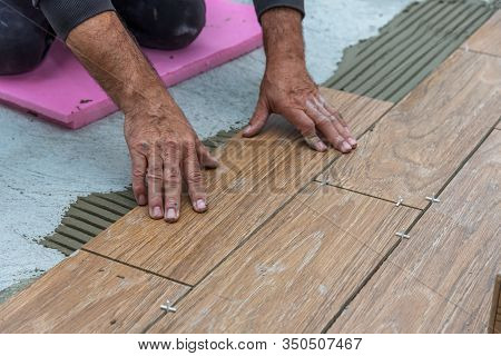 Ceramic Tiles And Tools For Tiler. Floor Tiles Installation. Home Improvement, Renovation - Ceramic 