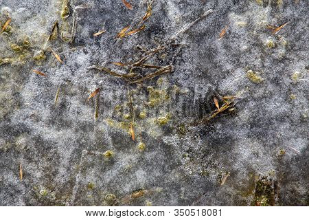 Ice Background, Closeup On Frozen Real Rivver.