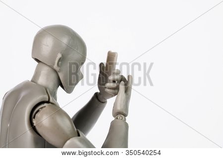 Men Wathing Phone. Everday Life. Concept With Men Figure