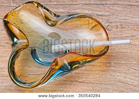 Cannabis Spliff - Joint On Glass Ashtray.