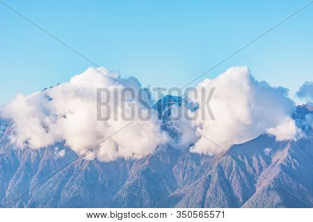 Caucasus Mountains At Sunset Time. Sochi. Russia.