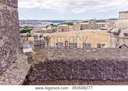 Falmouth, Cornwall, England - July 25, 2018:  Pendennis Castle Was First Commissioned By King Henry 