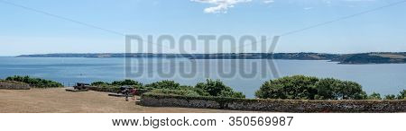 Falmouth, Cornwall, England - July 25, 2018:  Coast View From Pendennis Castle. Pendennis Castle Was