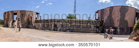 Falmouth, Cornwall, England - July 25, 2018:  The Half Moon Battery At Pendennis Castle, A Fortress 