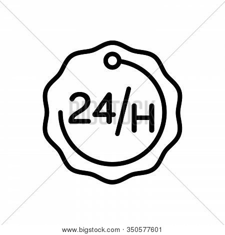 Black Line Icon For 24 Hours Accessibility Emergency Exigency Service Efficacy