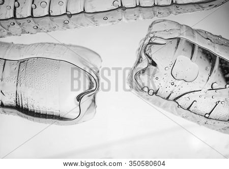 Plastic Water Bottle Floating In Water, Non-decomposable Plastic, Concept For Environmental Pollutio
