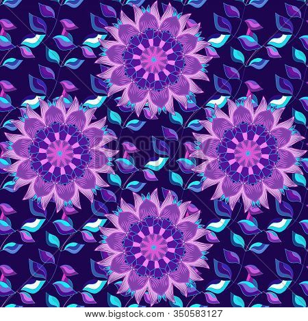 Vector Illustration. Colour Spring Theme Seamless Pattern Background. Flat Flower Elements Design. C