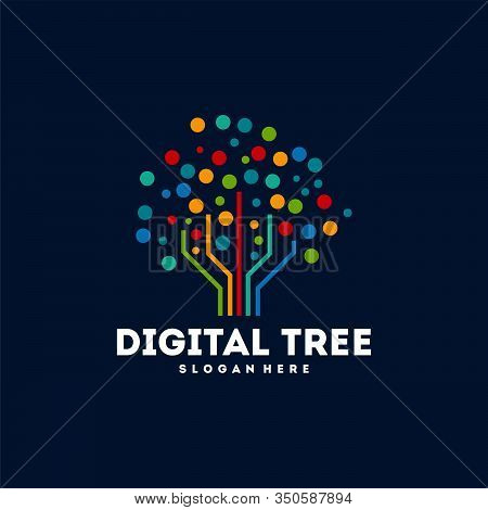 Modern Digital Tree Logo Designs Concept Vector, Tech Tree Logo Symbol Vector