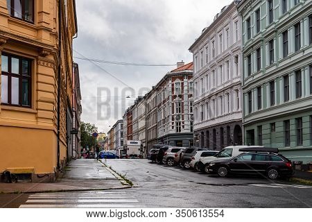Oslo, Norway - August 11, 2019: View Of Street In Grunerlokka, A Trendy Hipster Neighborhood In Cent
