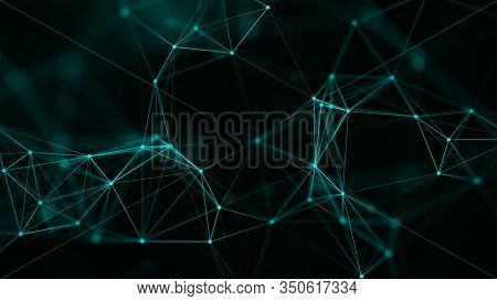 Abstract Technology Background. Green Connection Structure. 3d Rendering.