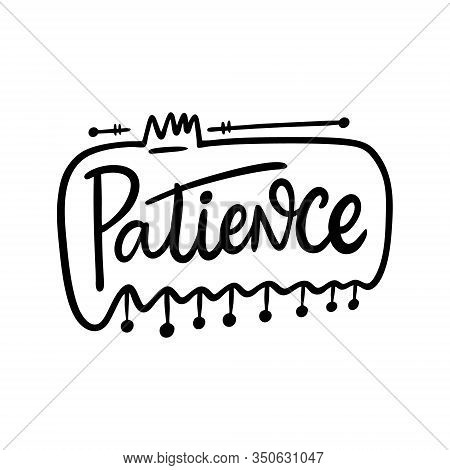 Potience Word Lettering. Black Ink. Vector Illustration. Isolated On White Background.