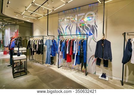 HONG KONG, CHINA - CIRCA JANUARY, 2019: interior shot of Kenzo store at ifc mall in Hong Kong. Kenzo is a French luxury fashion house founded by Japanese designer Kenzo Takada.