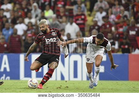 Rio, Brazil - February 12, 2020: Gabriel (gabigol) And Gilberto In Match Between Fluminense 2 Vs 3 F