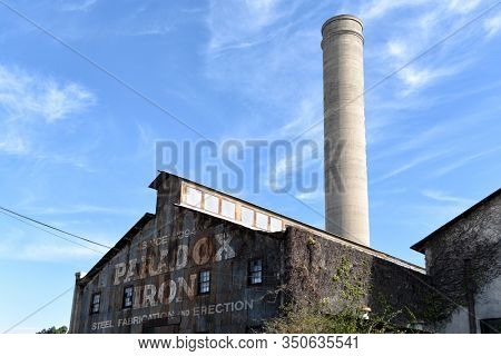 LOS ANGELES, CALIFORNIA - 12 FEB 2020: Paradox Iron at The Brewery Arts Complex, has been called the largest live-and-work artists colony in the world. 