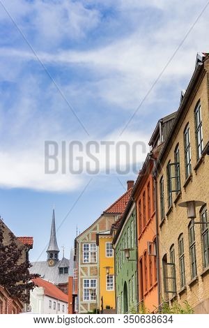 Colorful Facades Of Old Houses In Haderslev, Denmark