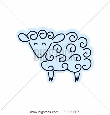 Vector Sheep Or Ram Icon, Logo, Template. Silhouette Modern Emblem For Market, Internet, Design, Dec