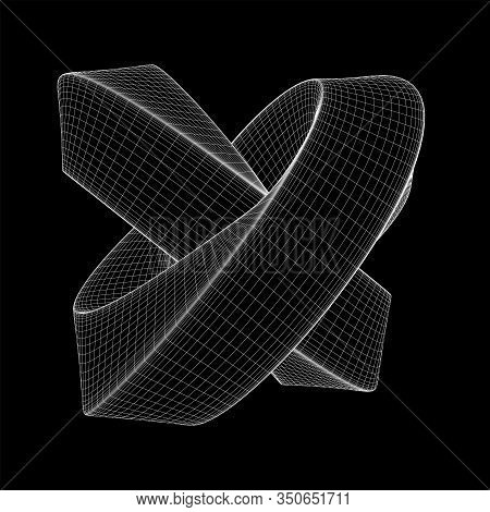 Mobius Strip Ring Knot Sacred Geometry. Spatial Figure With Upturned Surfaces. Optical Illusion With