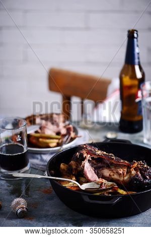 Roast Bavarian Ham Hocks With Beer, Caraway And Juniper.style Rustic.selective Focus