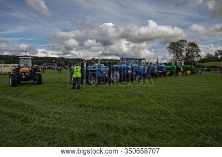 Preparing The Vintage Tractor Line-up At The Fife Vintage Agricultural Vehicle Show, Cupar, Fife, Uk
