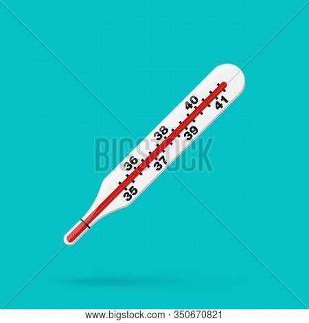 Thermometer Icon. High Termperature, Fever, Flu Symbols. Temperature Measurement Illustration.