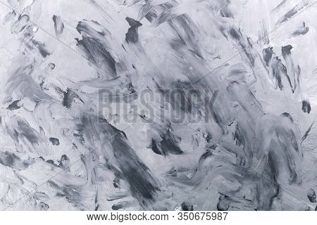 Background In Grunge Style. Gray Texture Of Brush Strokes On The Wall, Canvas.