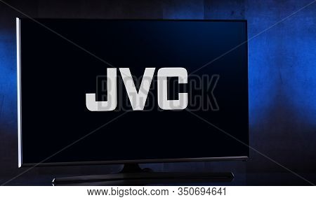 Flat-screen Tv Set Displaying Logo Of Jvc
