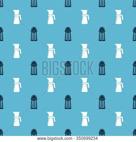 Set Salt And Measuring Cup On Seamless Pattern. Vector