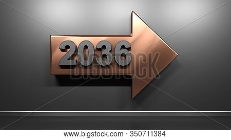 2036 Copper Arrow At Satin Black Wall - 3d Rendering Illustration