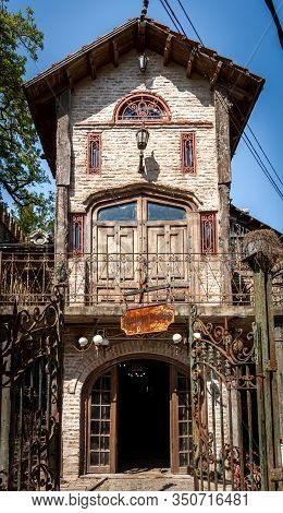 Gonzalez Catan, Argentina, September 28, 2019: Exterior Of The Iron Museum In The Amazing Medieval T