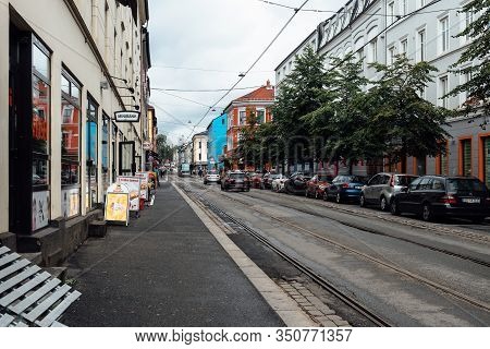 Oslo, Norway - August 11, 2019: Street Scene In Grunerlokka, A Trendy Hipster Neighborhood In Centra