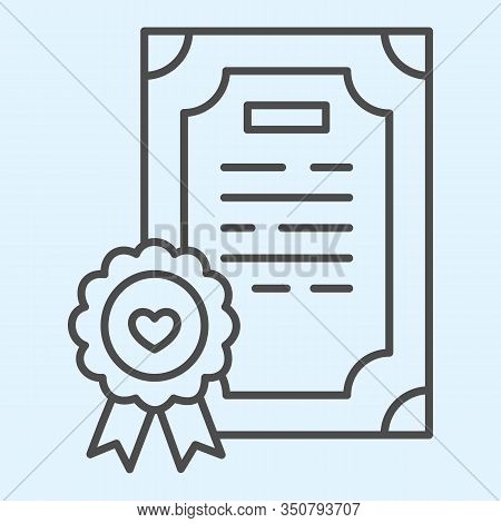 Prenuptial Agreement Thin Line Icon. Certificate, Marriage Contract. Wedding Asset Vector Design Con