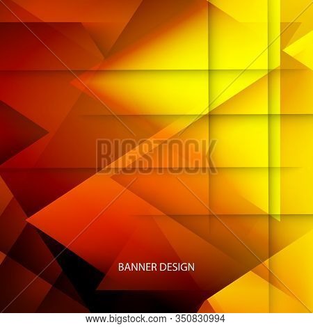 Yellow And Red Geometric Background With Triangular Polygons. Abstract Design. Vector Illustration.e