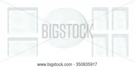White Empty Plastic Packaging With Sheet Mask. Blank Foil Or Plastic Sachet For Food Or Medicines