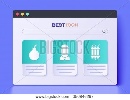 Set Aviation Bomb , Bomb Ready To Explode And Detonate Dynamite Bomb Stick Icon. Vector