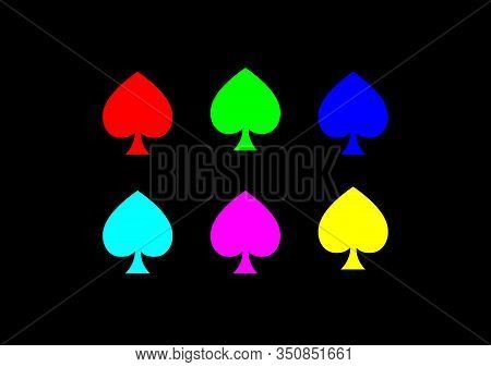 Spade Playing Card Design. Heart Symbol, Vector Heart Icon Color Design Red, Green, Blue, Cyan, Mage