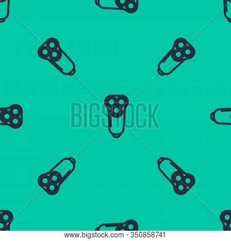 Blue Line Electric Razor Blade For Men Icon Isolated Seamless Pattern On Green Background. Electric 