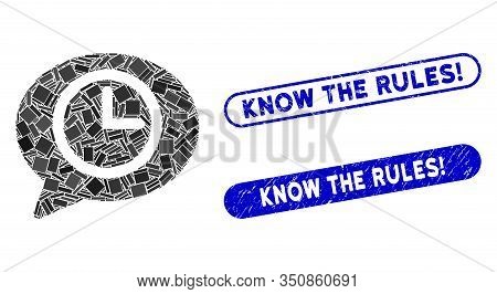 Mosaic Message Time And Distressed Stamp Seals With Know The Rules Exclamation Text. Mosaic Vector M