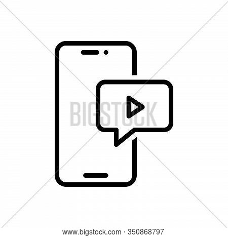 Black Line Icon For Video-message Video Message Application Chat Communication Internet Social Multi