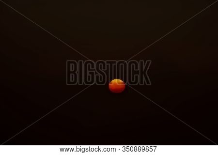 Dark Sunrise With Orange Small Sun With Fog In North Bohemia