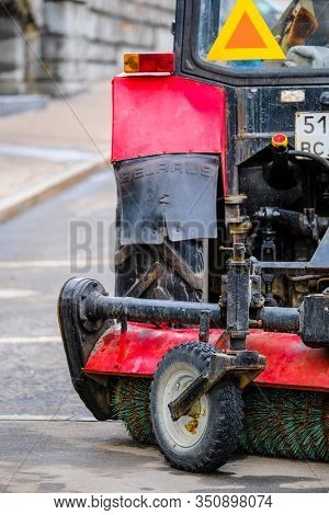 Mosocw, Russia - February, 10, 2020: the image of sweeper in Mosocw, Russia
