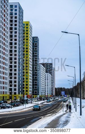 Mosocw, Russia - February, 10, 2020: modern houses in Mosocw, Russia
