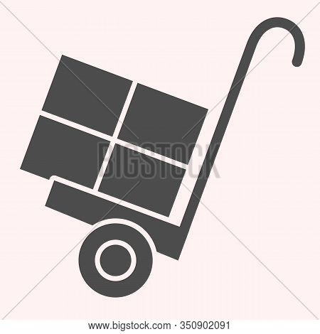 Cargo Trolley Glyph Icon. Package Delivering Cart With Handle. Postal Service Vector Design Concept,