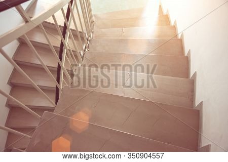 Marble Stairs Lit By Rays Of Morning Sun