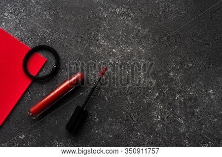 Female Makeup For Evening Makeup Close-up Red