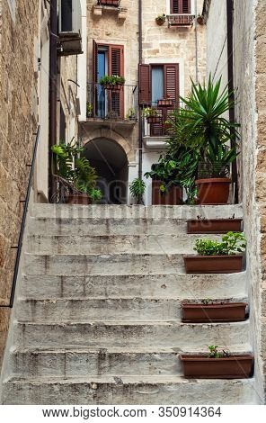Charming narow streets of Polignano a Mare, Puglia, Italy