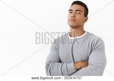 Serious-looking Confident And Strong, Masculine Male Athlete, Fitness Intructor, Holding Hands Cross
