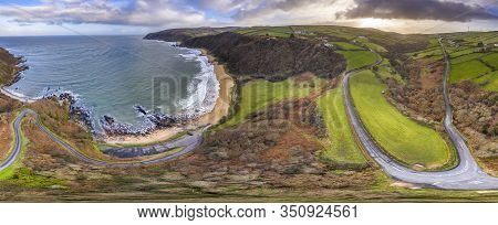 Aerial View Of Kinnagoe Bay In County Donegal, Ireland