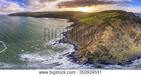 Aerial View Of Kinnagoe Bay In County Donegal, Ireland