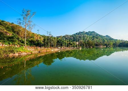Mount Abu And Nakki Lake Panoramic View. Mount Abu Is A Hill Station In Rajasthan State, India.